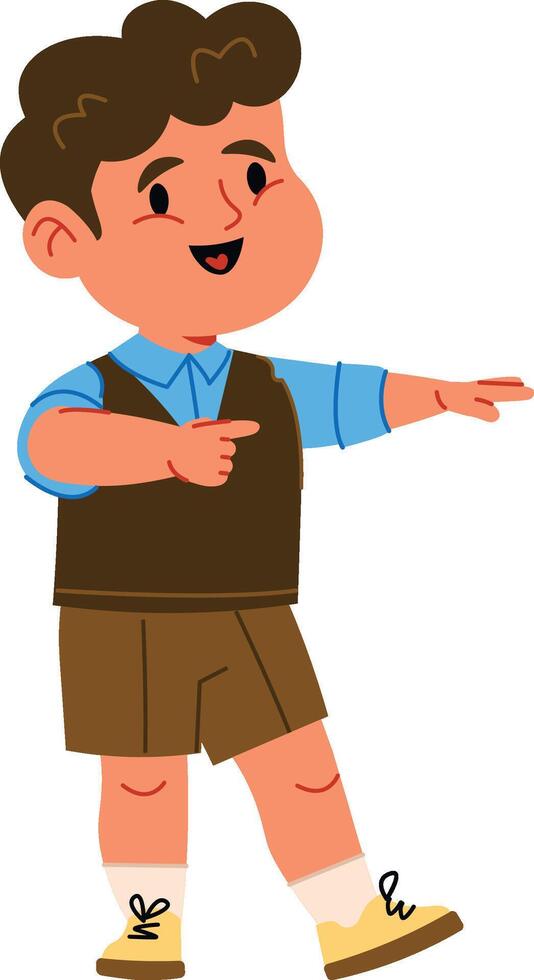 Cheerful Boy Pointing Forward vector