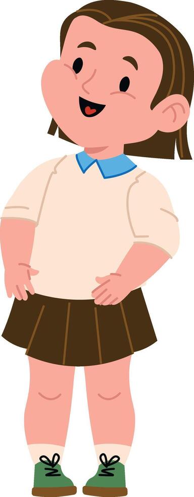 Smiling Girl in School Uniform vector