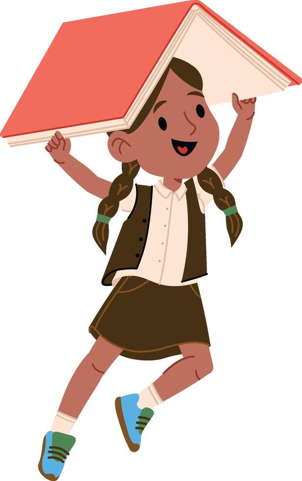 Schoolgirl Holding Book Overhead vector