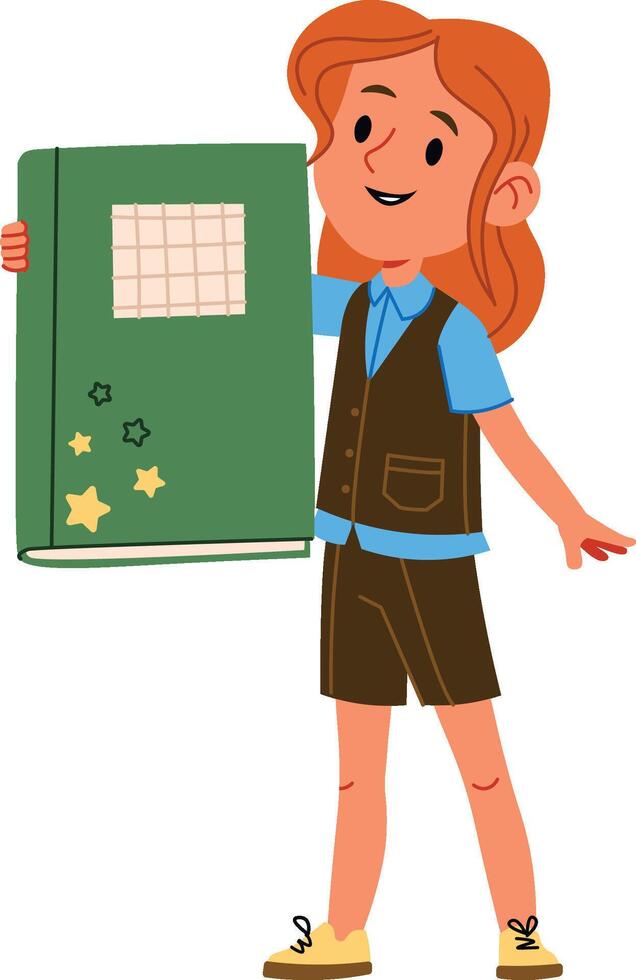 Schoolgirl Holding Large Notebook vector