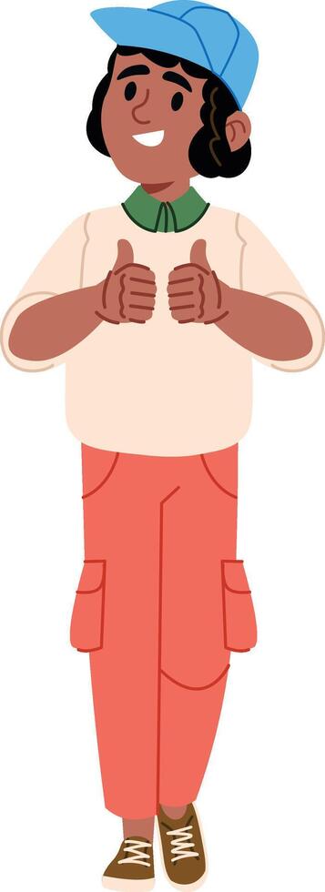 Smiling Student Giving Thumbs Up Cartoon vector
