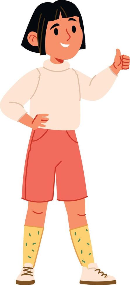 Smiling Student Girl Giving Thumbs Up vector