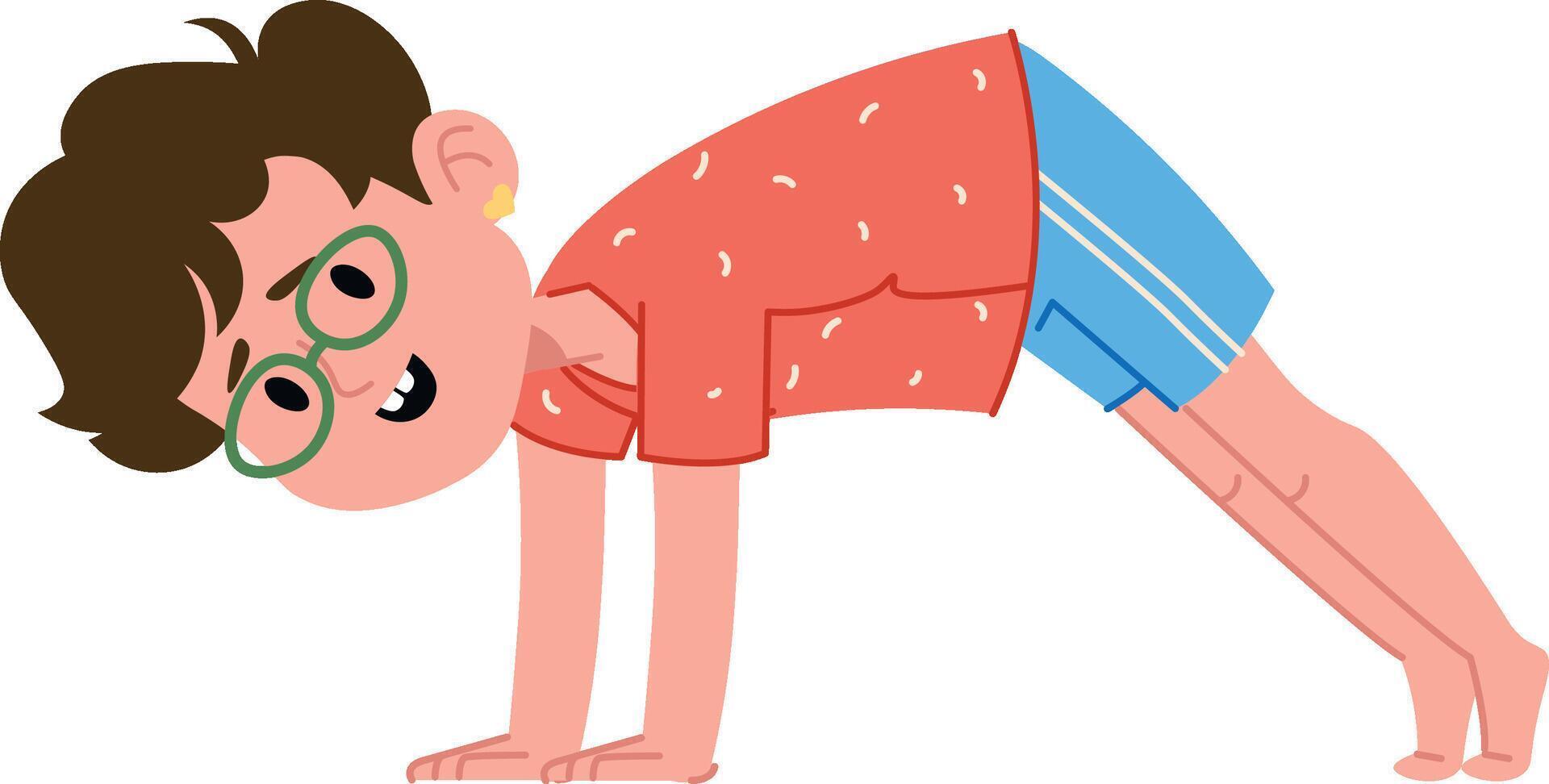 Child Boy Doing Yoga Pose vector