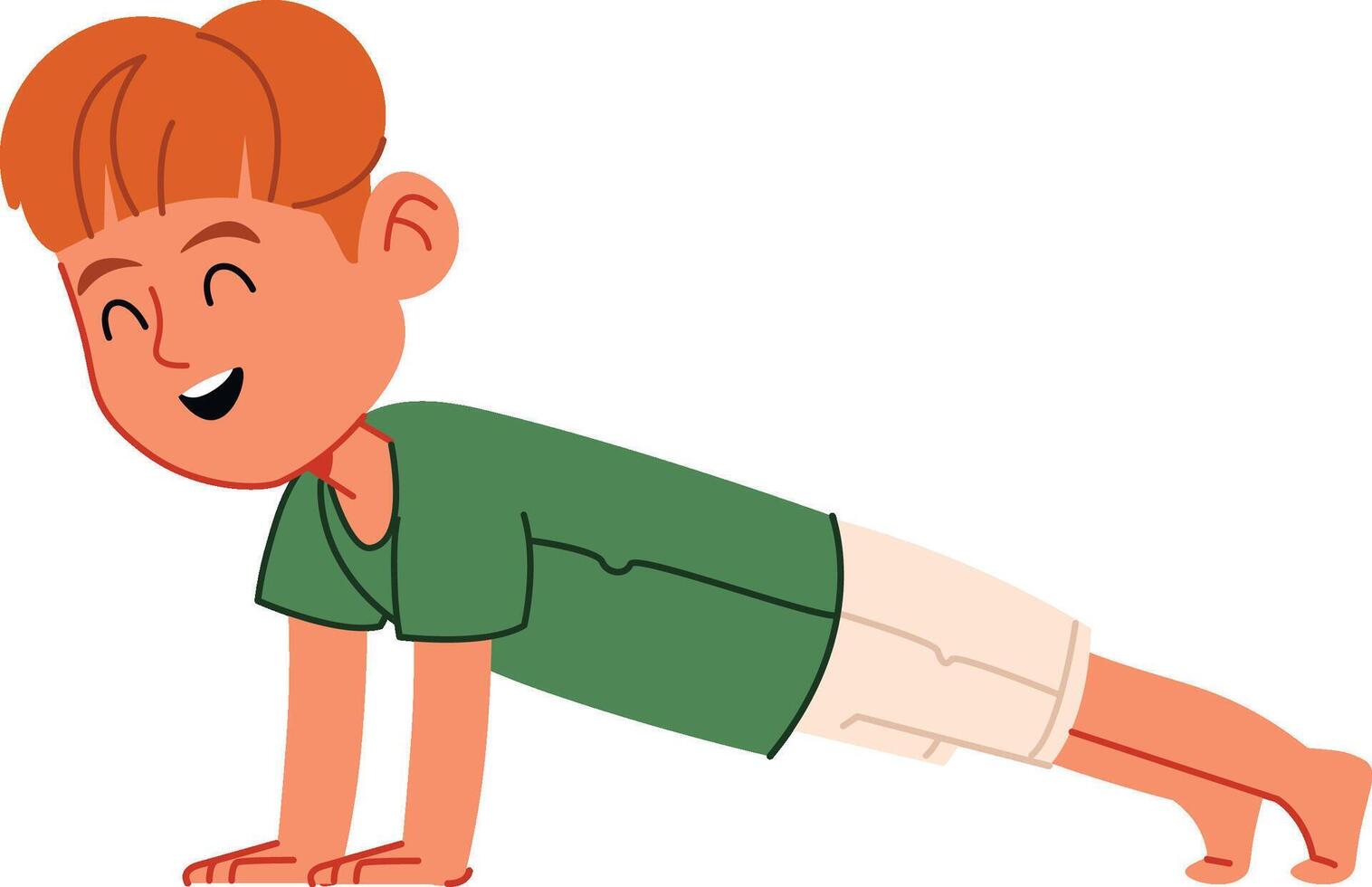 Boy Doing Push-Ups Cartoon Style vector