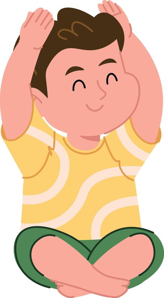 Smiling Boy Practicing Yoga vector