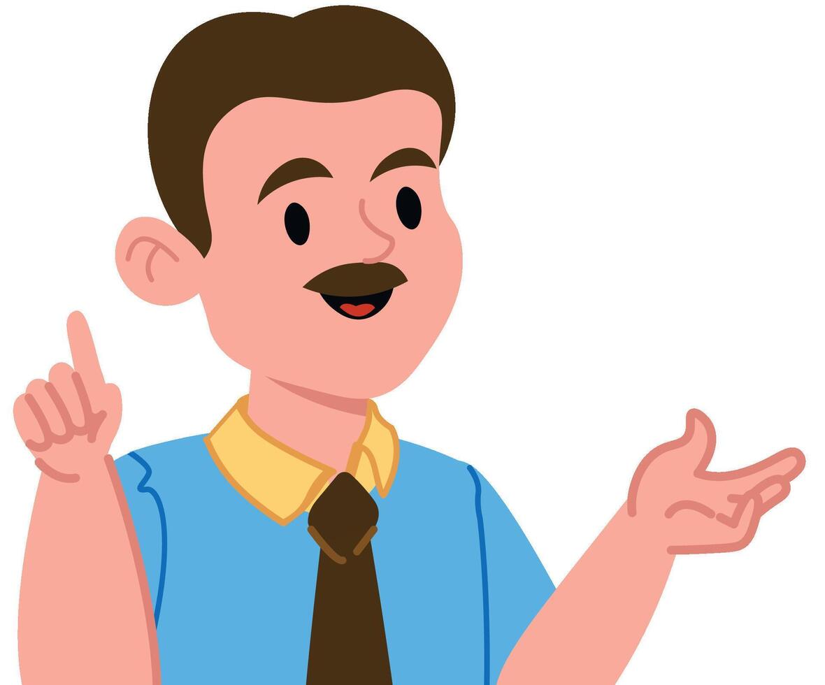 Smiling Man Gesturing Confidently vector