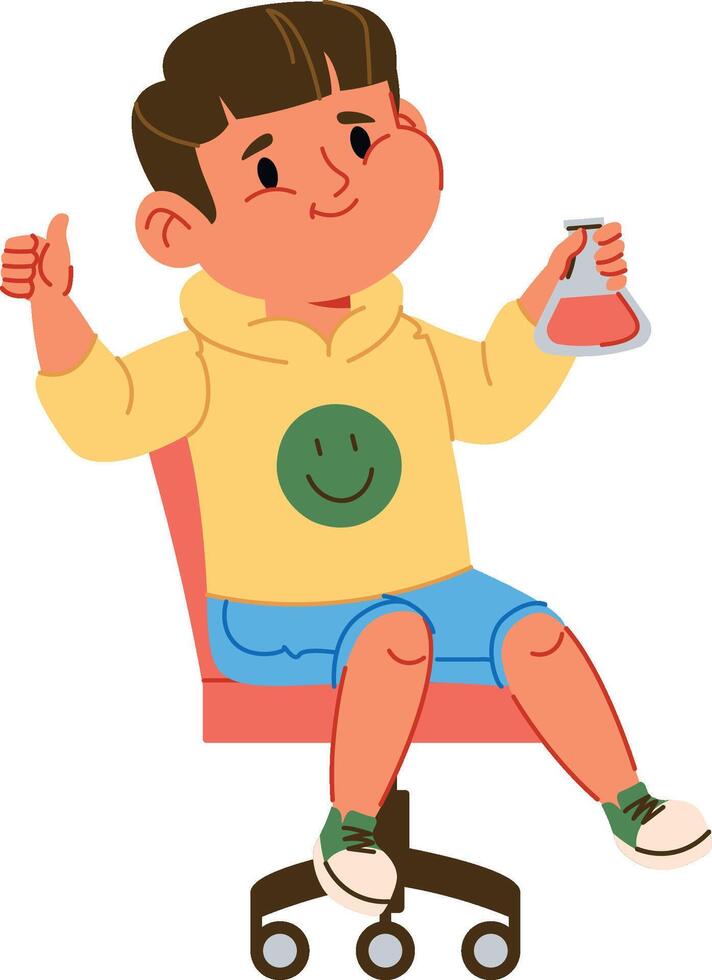 Boy with Flask on Chair vector