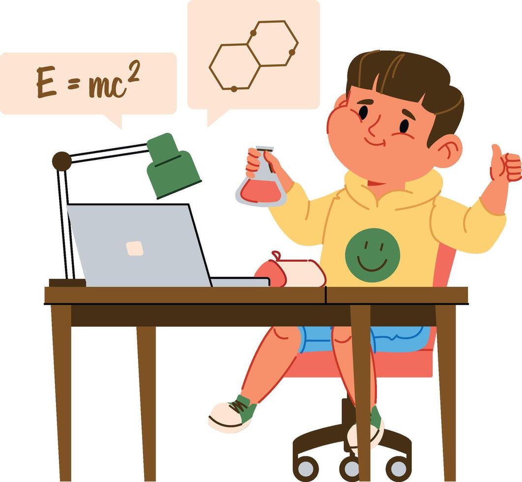 Young Scientist at Desk vector
