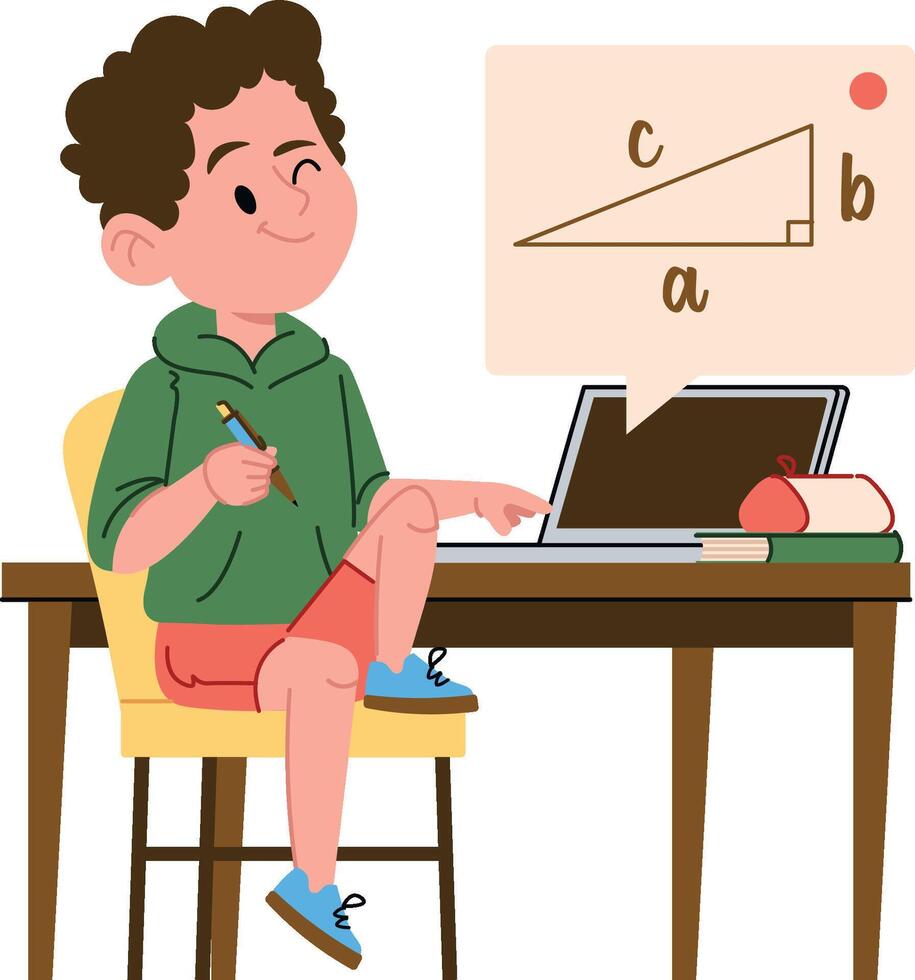 Student Learning Geometry Online vector