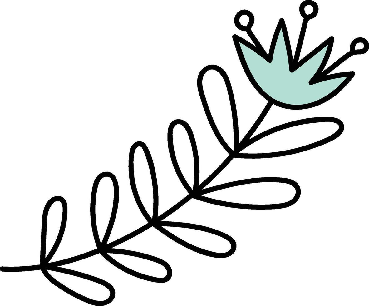 Floral Doodle with Leafy Stem vector