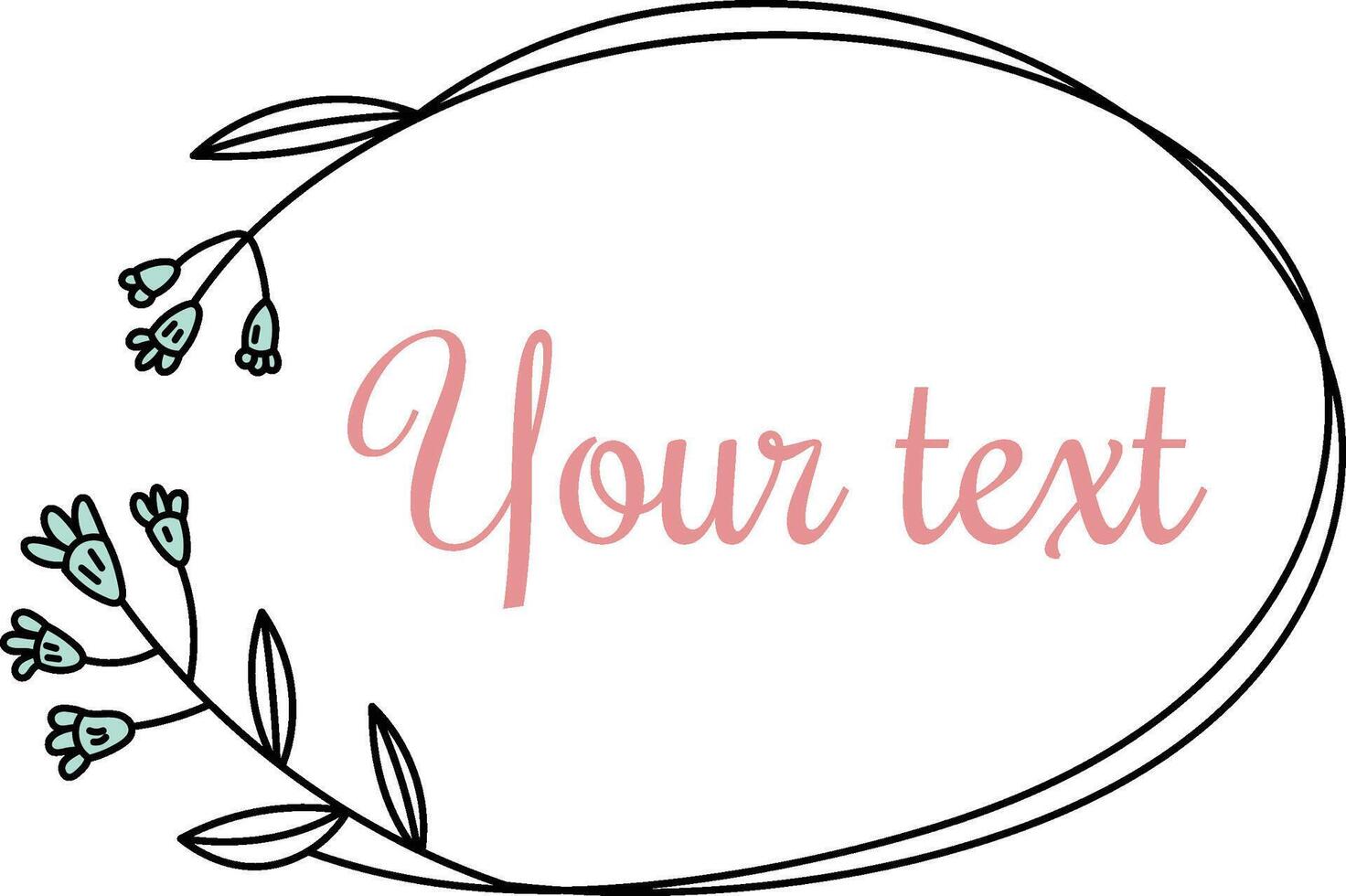 Floral Oval Frame with Text vector
