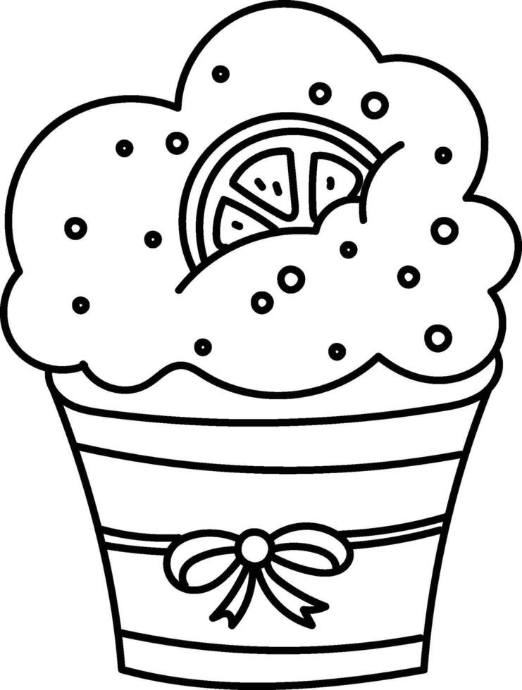 Cupcake with Citrus Slice Doodle vector