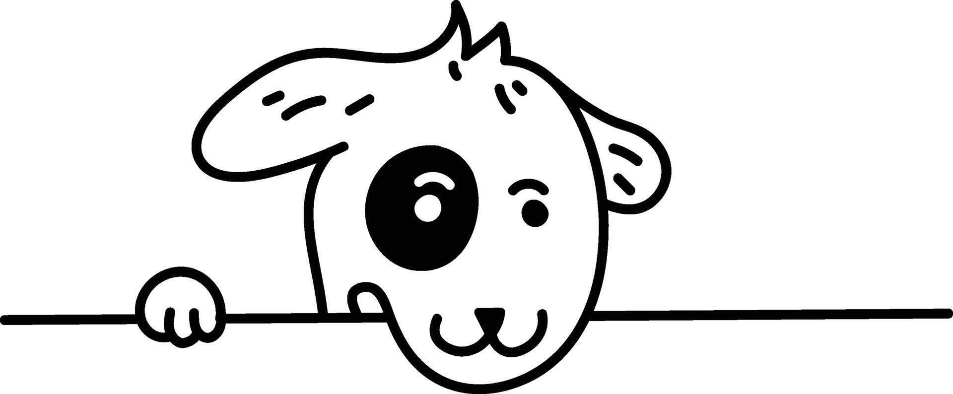 Playful Dog Peeking Over Line vector