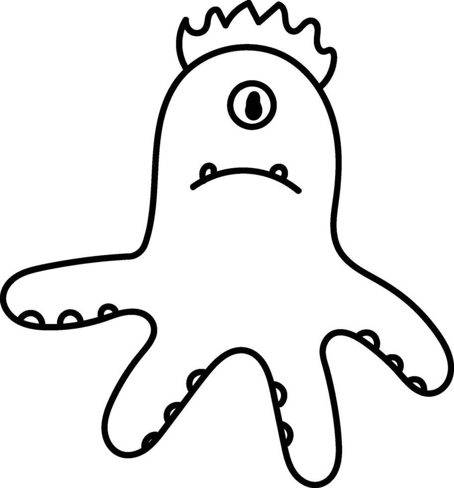 One-Eyed Monster with Tentacles vector