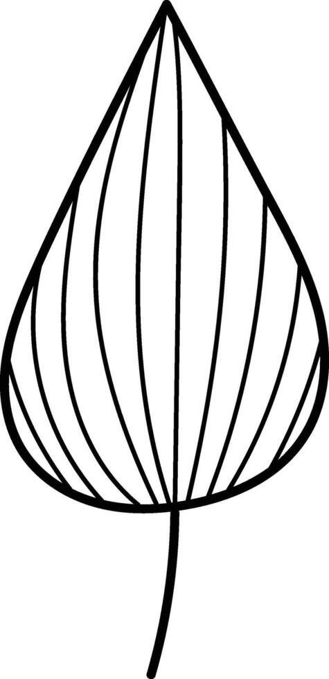 Outlined Leaf with Veins vector