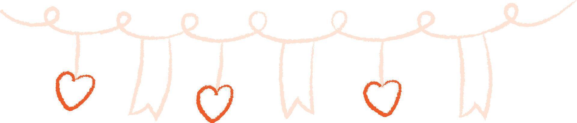 Heart Garland with Hanging Ribbons vector