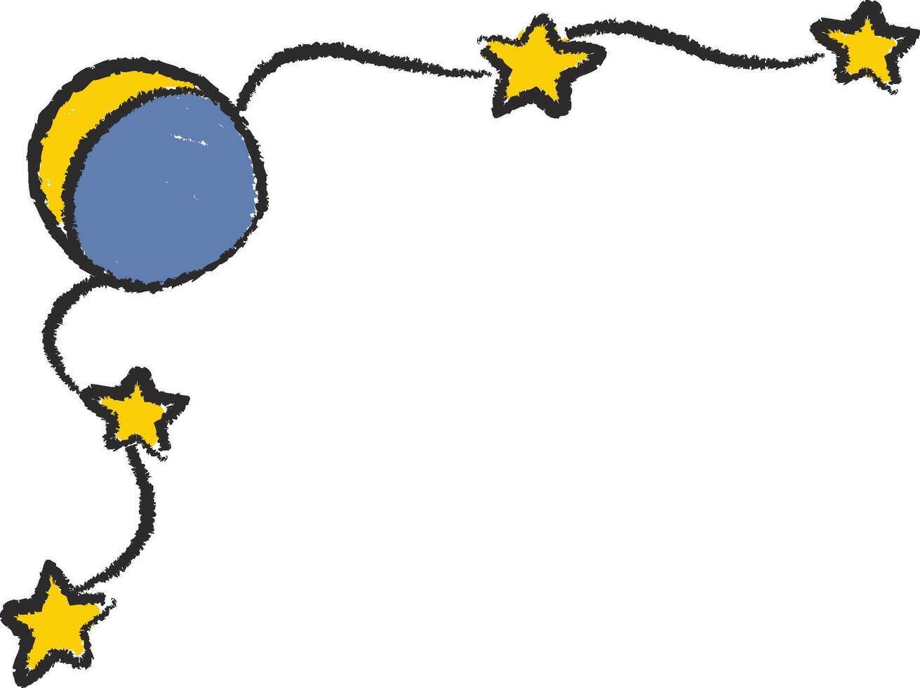 Playful Moon and Stars Sketch Corner vector