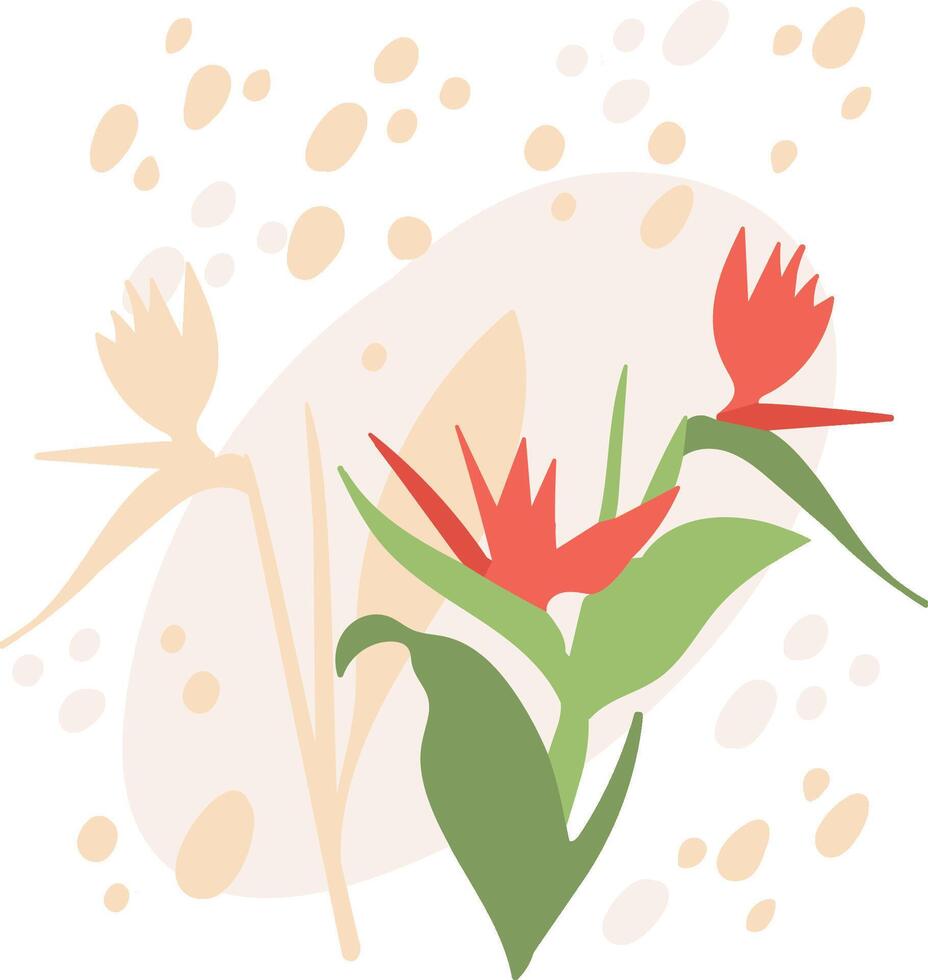 Abstract Floral Composition with Leaves vector