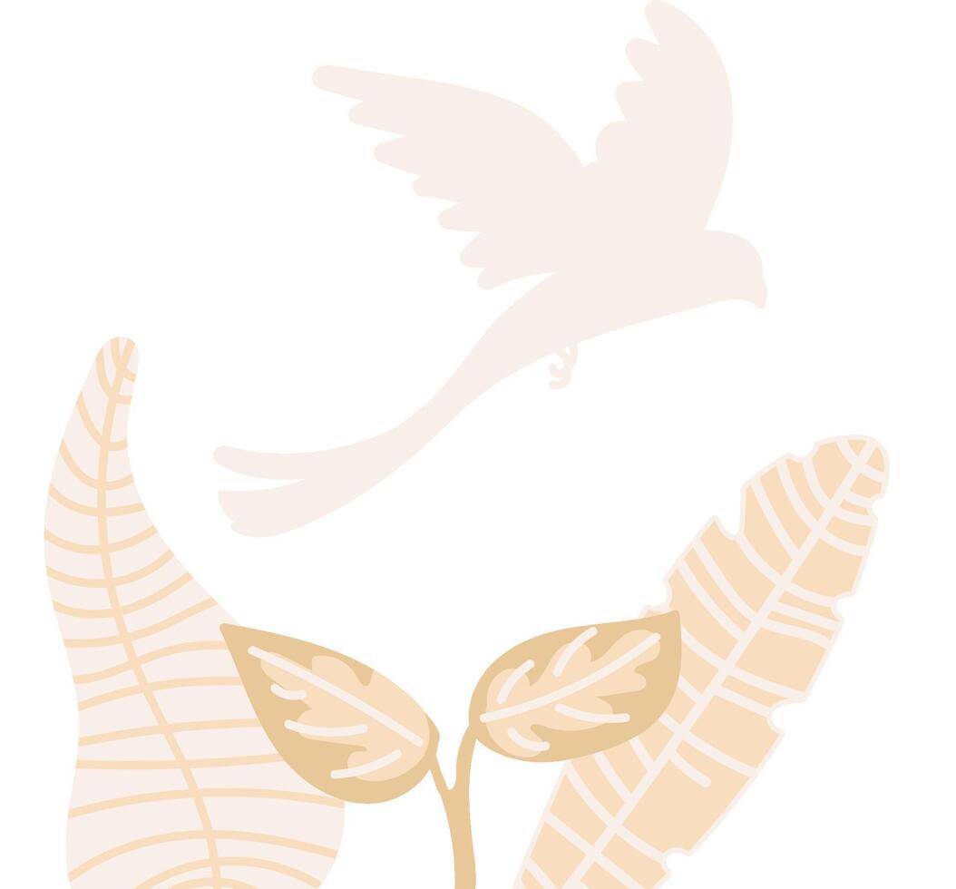 Bird and Leaves Silhouette Composition vector