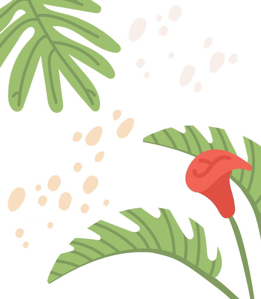 Tropical Leaves and Flower Composition vector