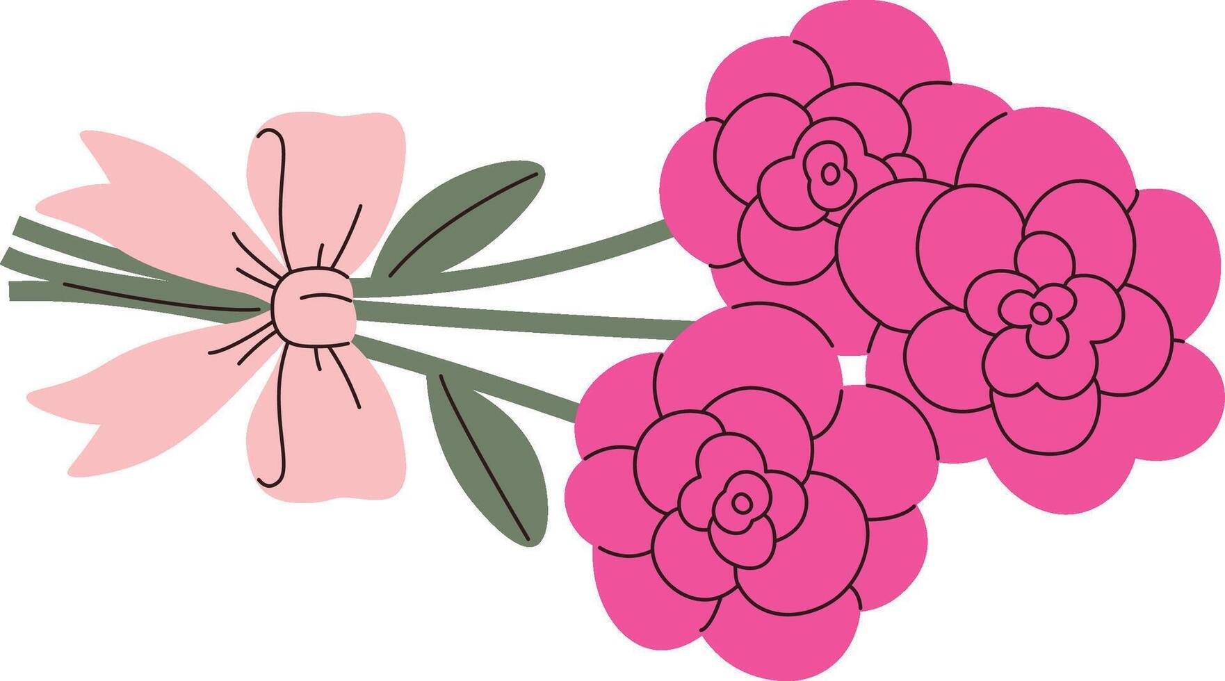 Floral Bouquet with Ribbon vector