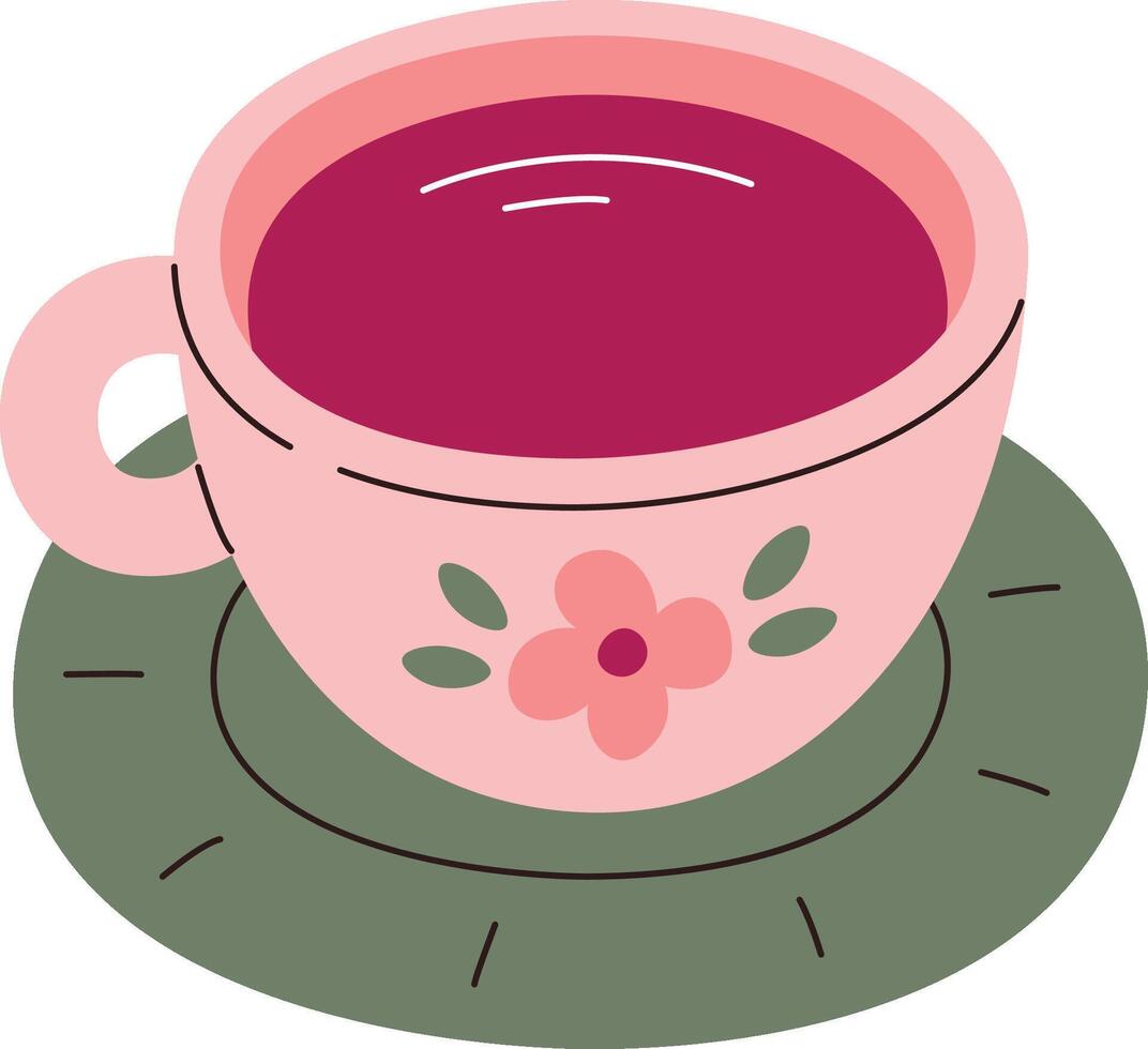 Floral Teacup on Saucer vector