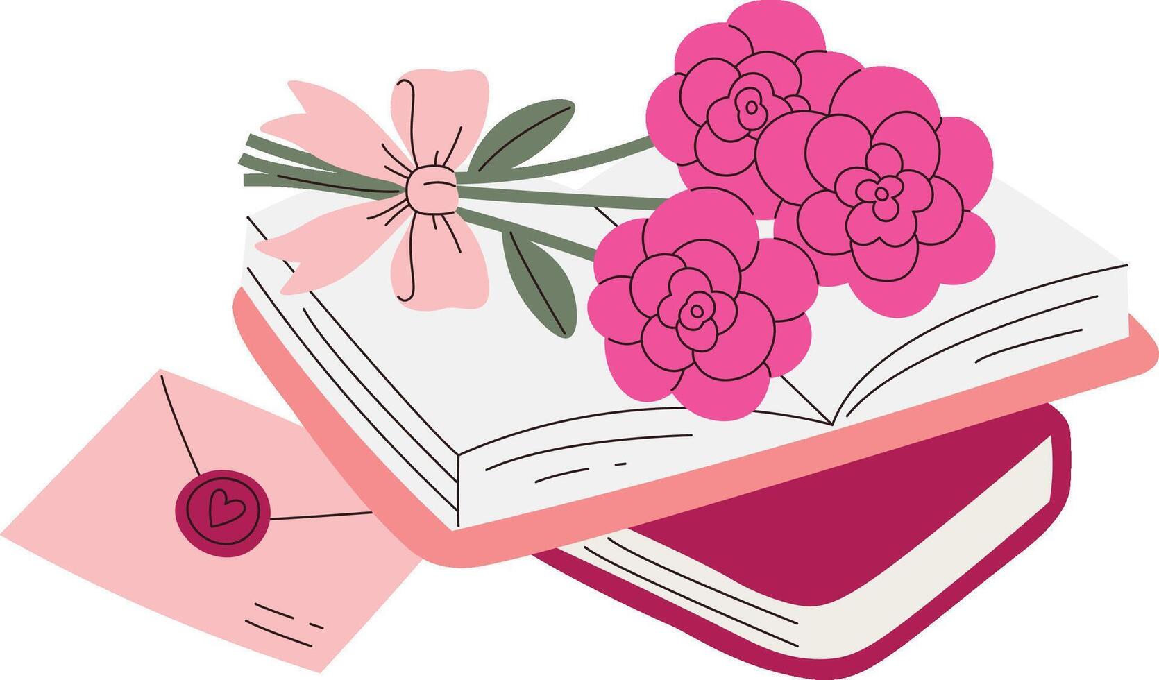 Open Book with Flowers and Letter vector
