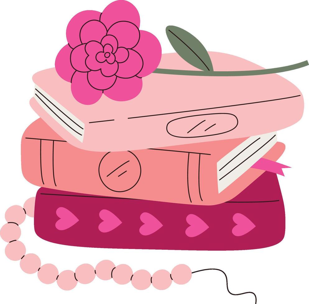 Stack of Books with Flower Element vector