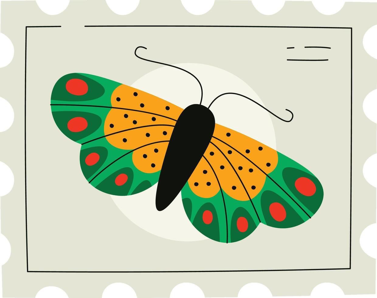 Butterfly on Postage Stamp Element Sign vector