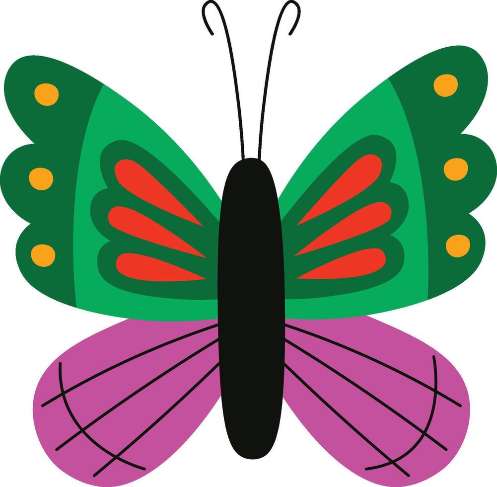 Colorful Butterfly with Patterned Wings Abstract vector