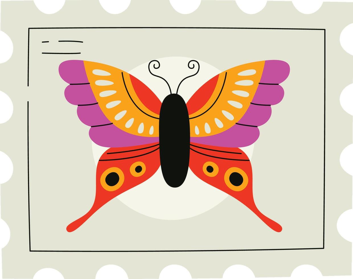 Butterfly Insect on Postage Stamp vector