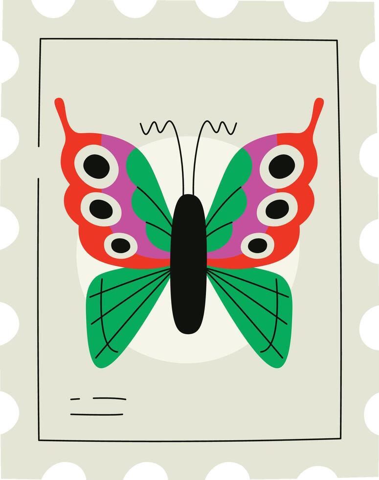 Butterfly on Postage Stamp Frame vector