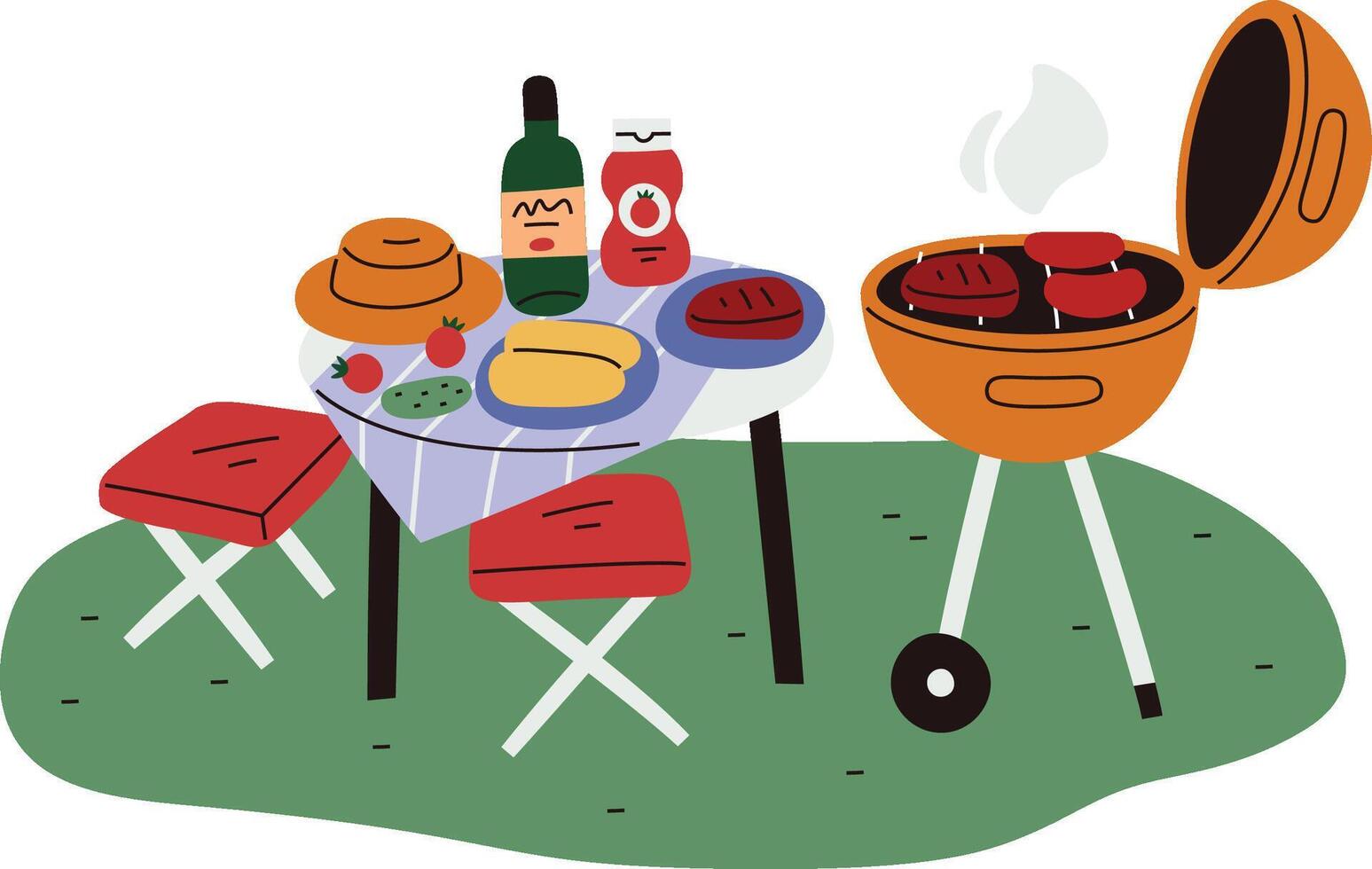 Outdoor Barbecue Picnic Scene vector