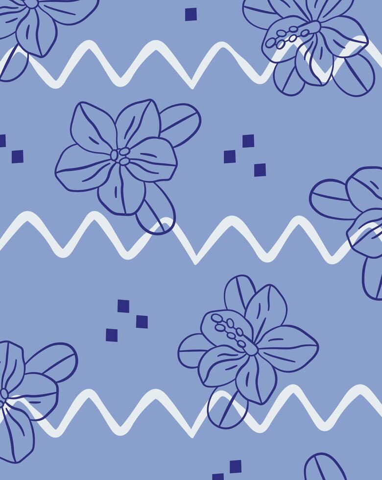 Tropical Pattern with Zigzag Lines Background vector