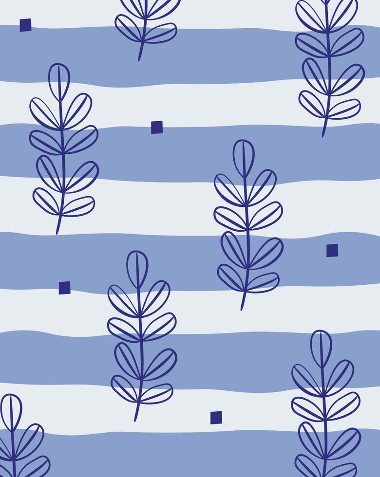 Leafy Pattern with Wavy Stripes Background vector