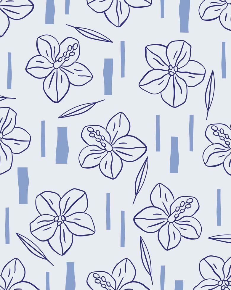 Floral Pattern with Abstract Lines Background vector