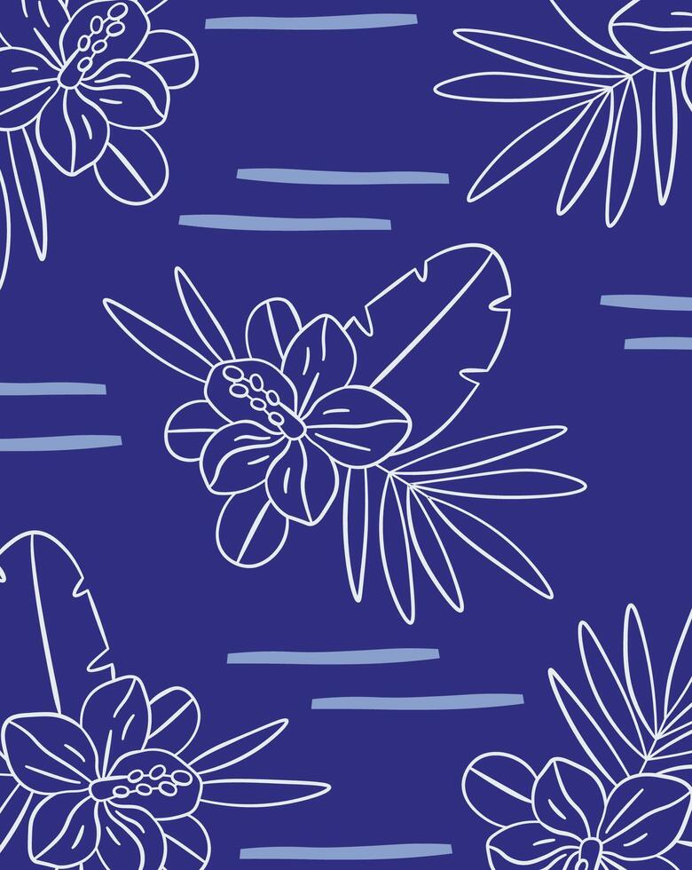 Floral Pattern with Tropical Leaves Background vector