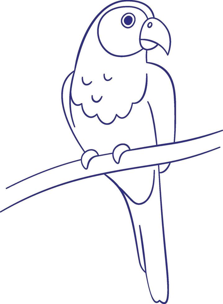 Parrot on Branch Outline Drawing vector