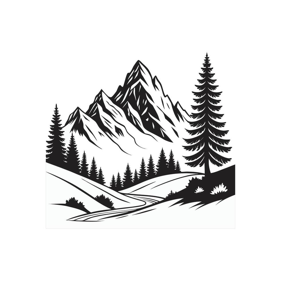 Black and White Mountain vector