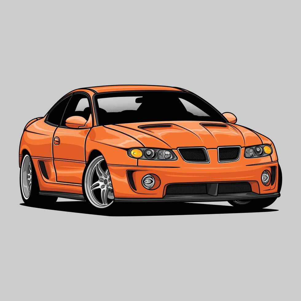 Perspective view GTO orange car illustration for conceptual design vector