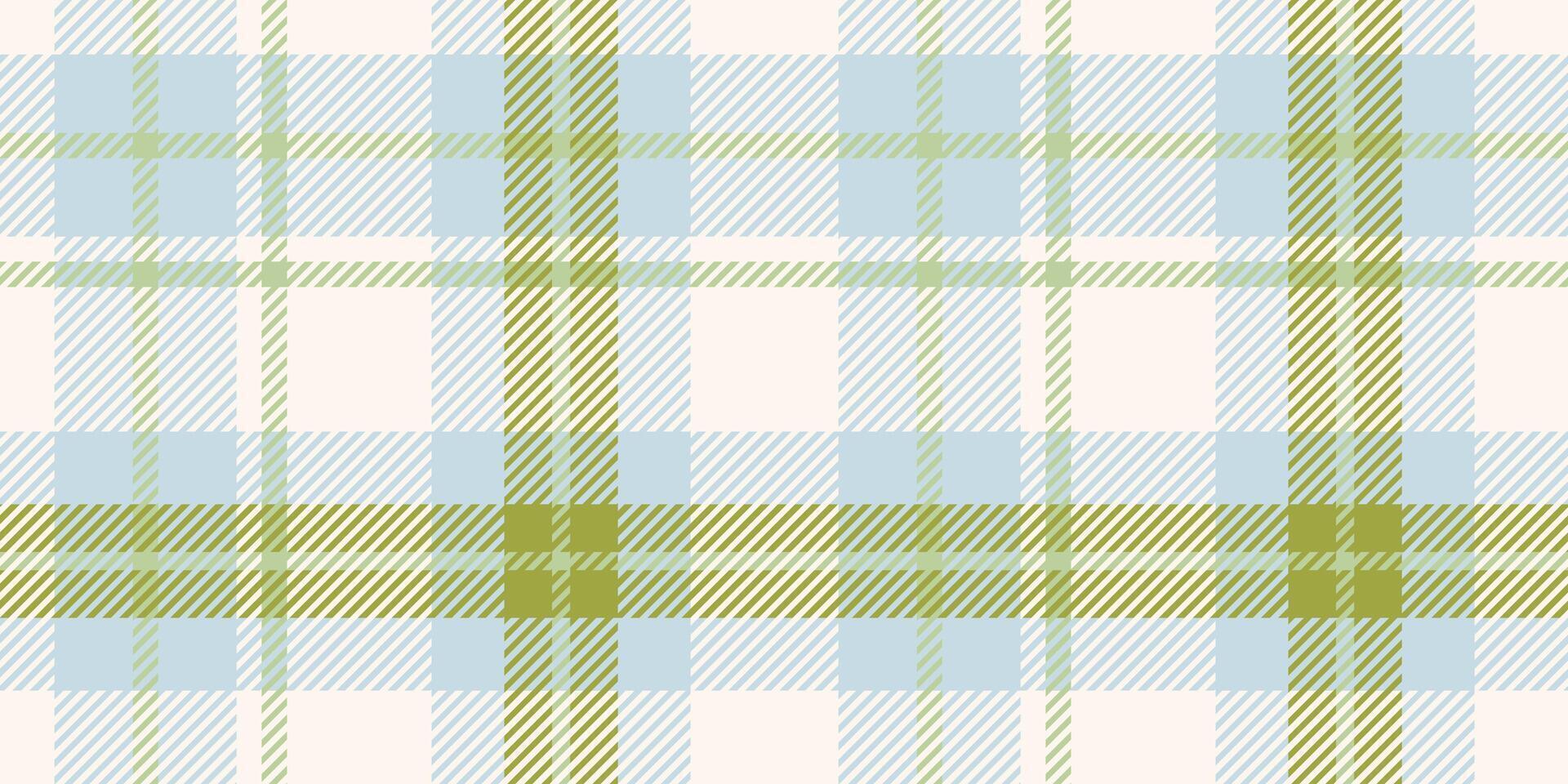 A seamless tartan plaid pattern in soft blue and green tones with white accents. Featuring a classic woven style, this design is perfect for textiles, digital backdrops, or creative fashion concepts. vector