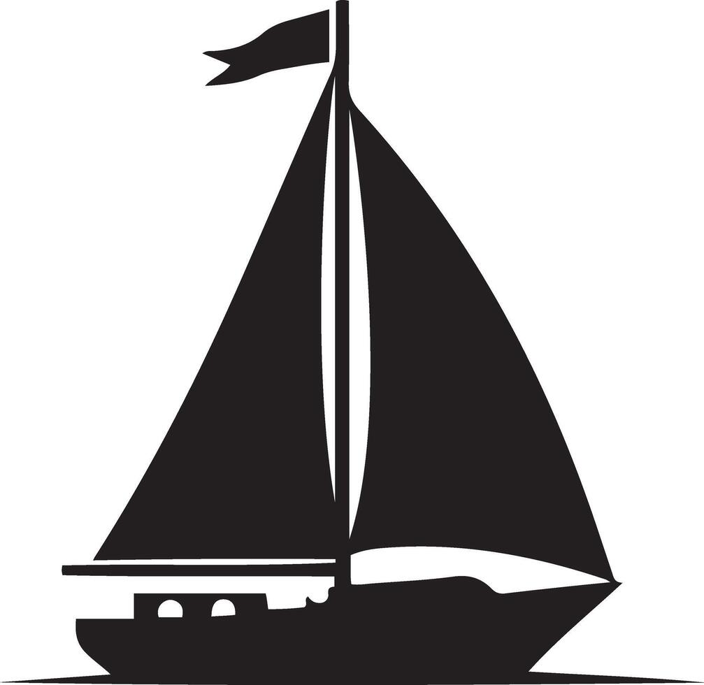 Simple Silhouette of a Sailing Yacht vector