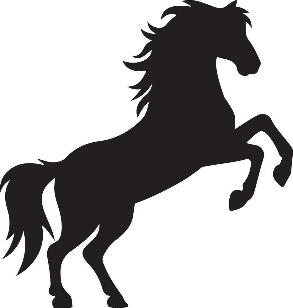 Silhouette of a rearing horse, perfect for equestrian designs. vector