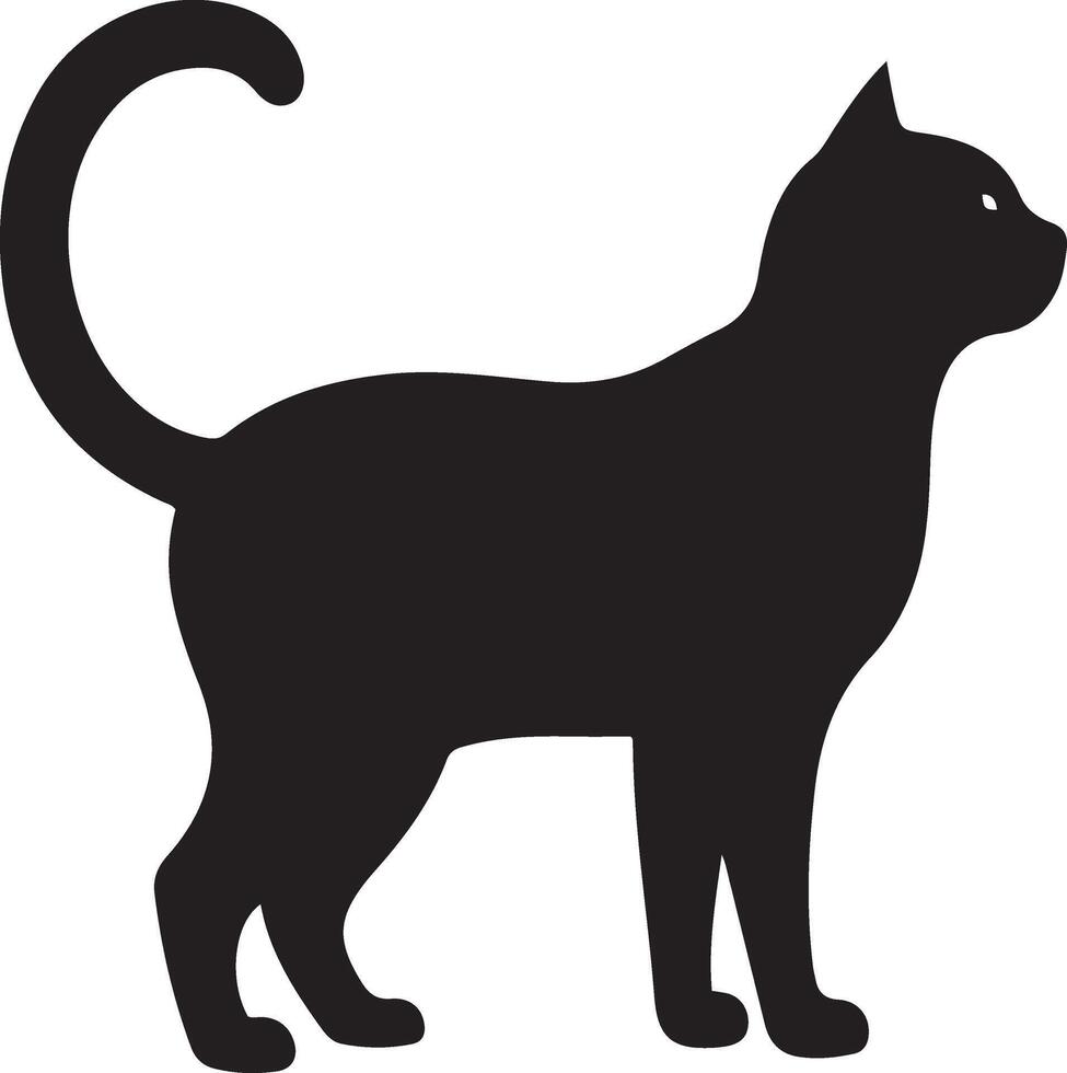 Simple Black Silhouette of a Standing Cat vector