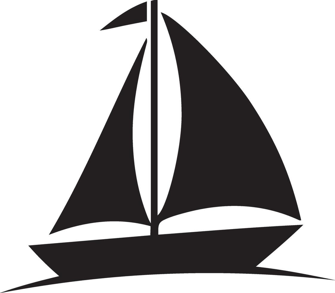 Simple black silhouette of a sailboat. vector