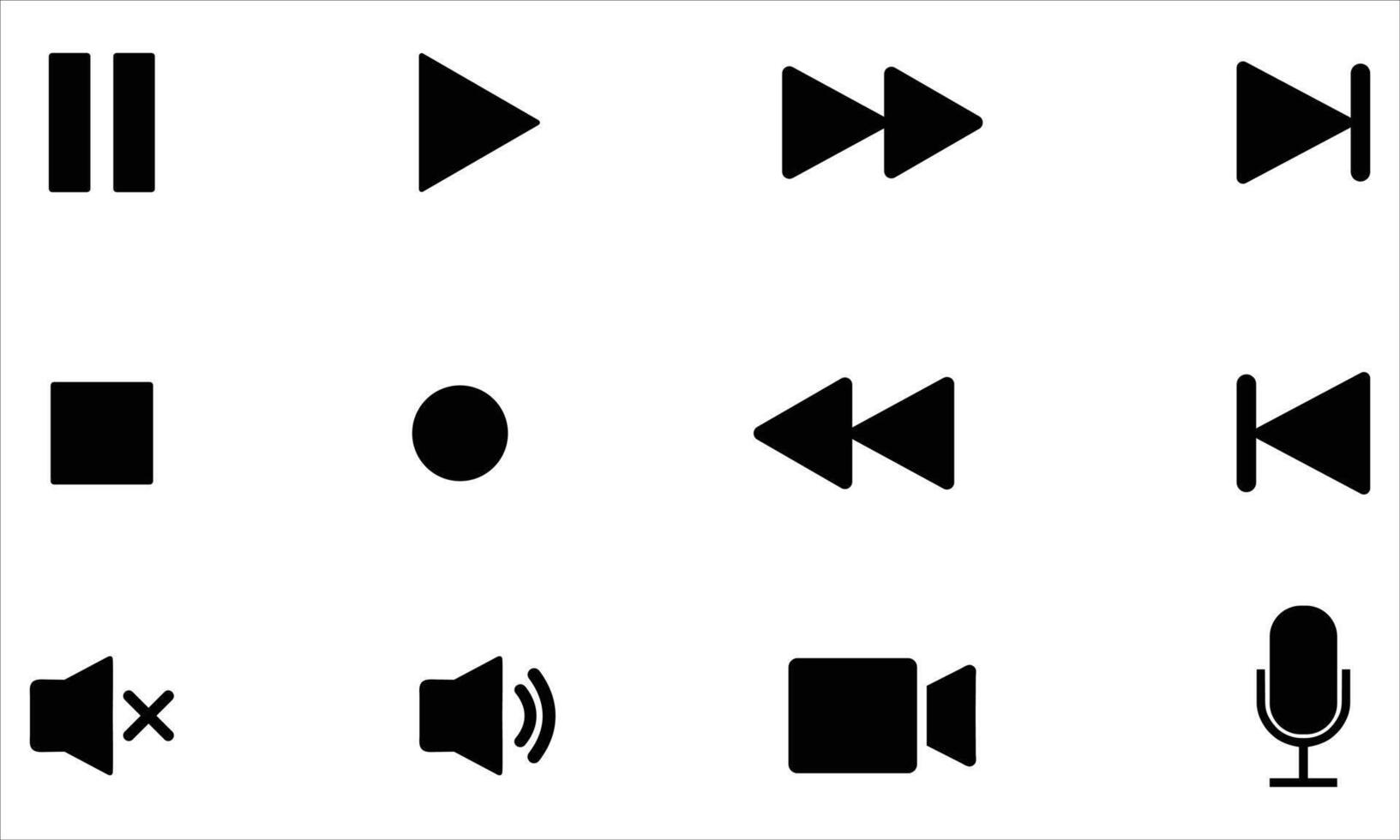 Minimalist Media Control Icons Set vector