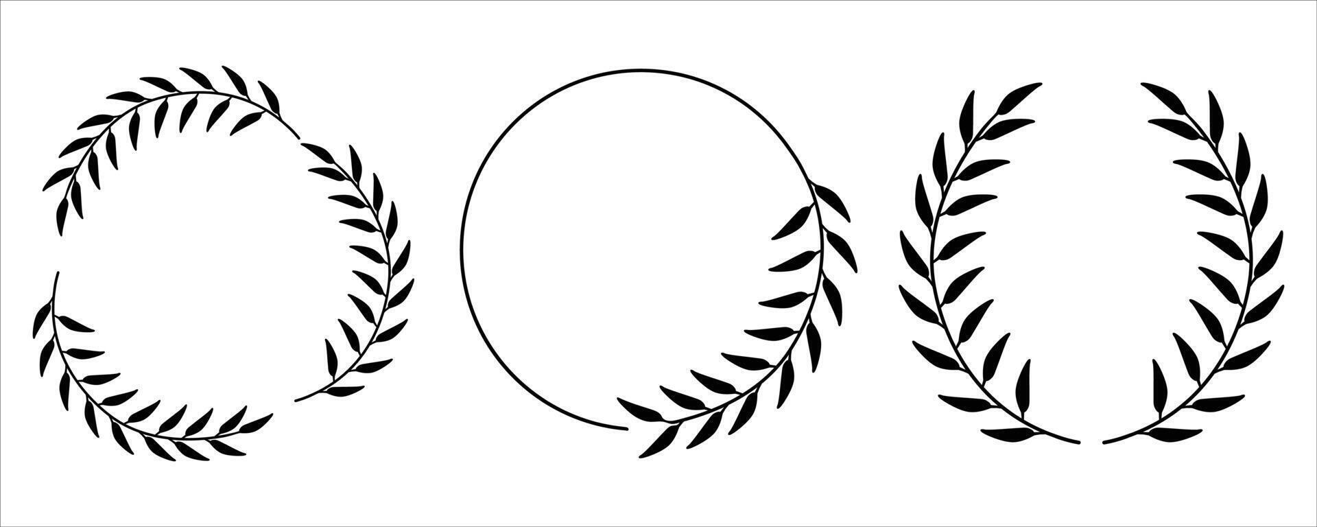 Laurel Wreath Icons Set . Classic Victory and Achievement Symbols for Logo or Award Design vector