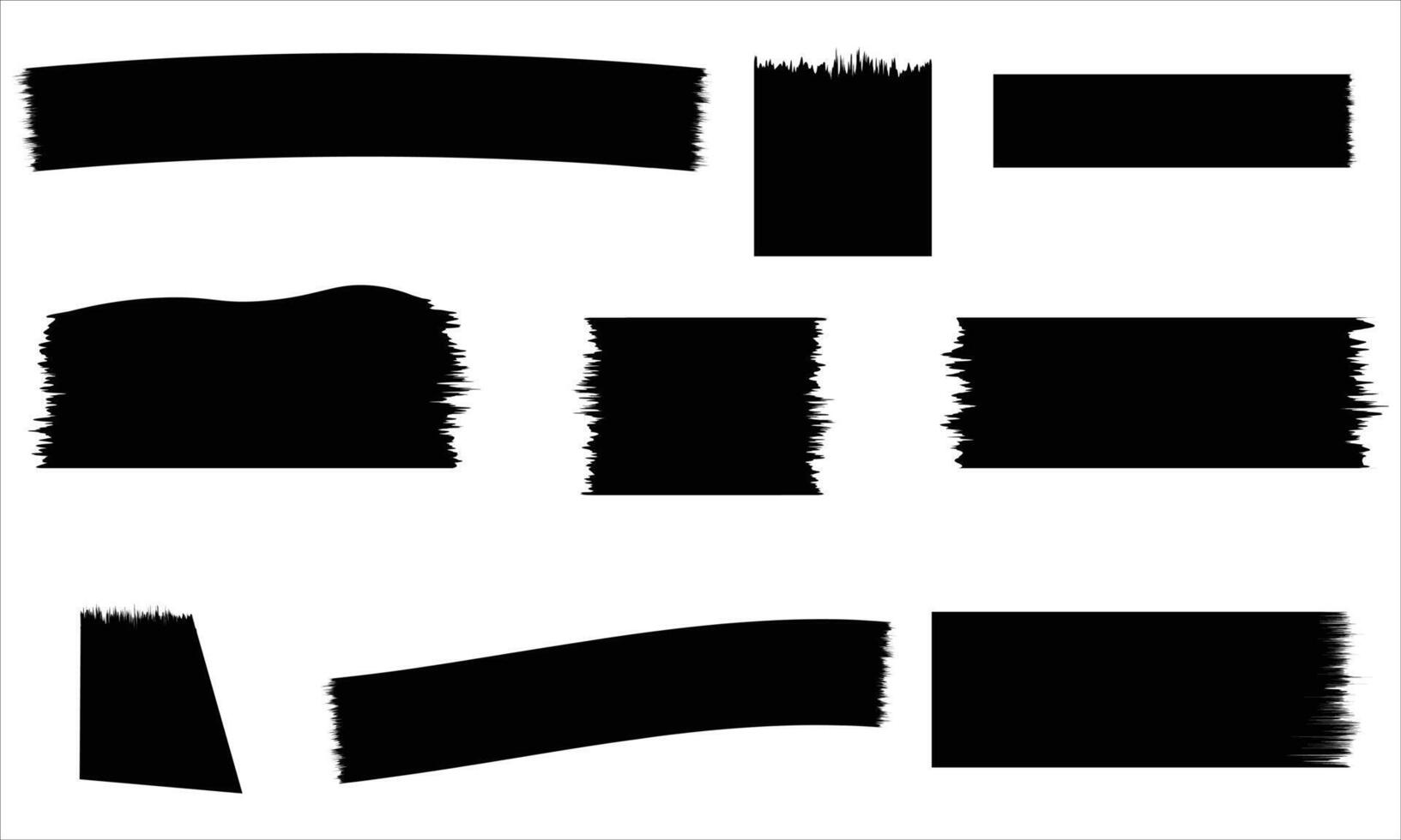 Grunge Black Brush Stroke Set on White Background vector