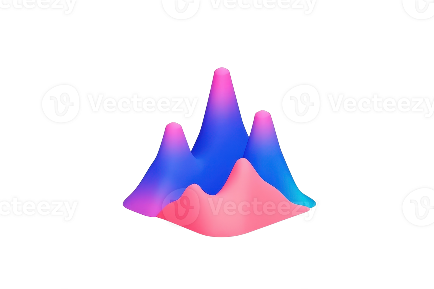 A vibrant, abstract representation of mountainous shapes in shades of pink and blue, creating a visually striking 3D effect. png