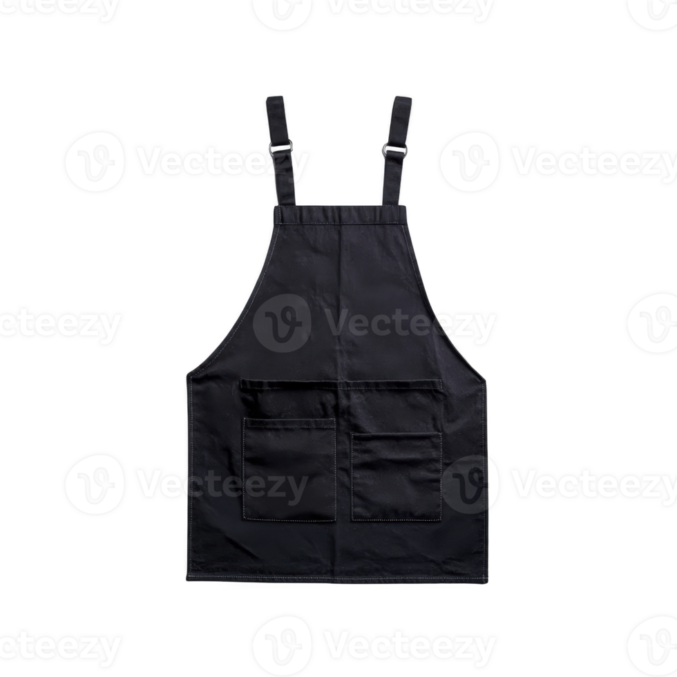 A black apron with adjustable straps and front pockets, designed for practical use in cooking or crafting. simple and functional design makes it suitable for various activities png